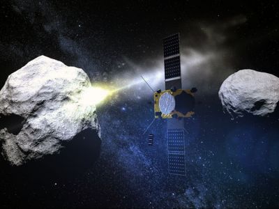 Астероид и аппарат NASA "DART". Иллюстрация: cdn.tvc.ru
