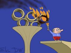 Путинизм и олимпийское движение. Карикатура С.Елкина: dw.com